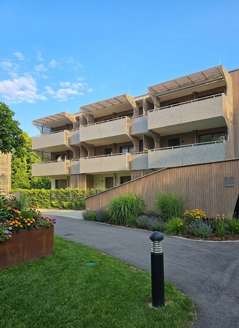 Außenansicht Ferienwohnung Klopeiner See – moderne Wohnanlage in Unterburg, Kärnten